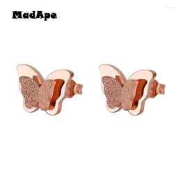 Stud -oorbellen madape kleine vlinder dames masurface roestvrij staal schattig dagelijks meisje oordingen sieraden