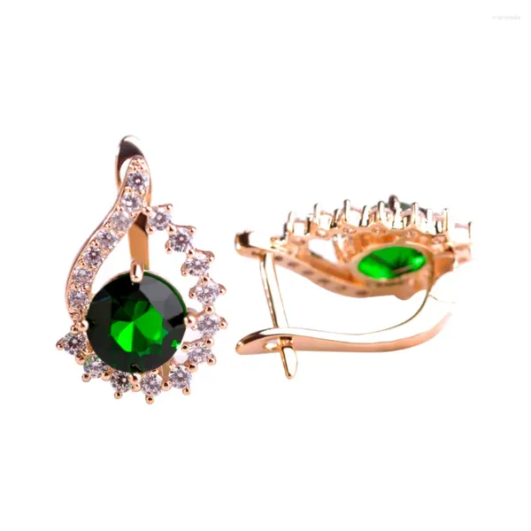 Boucles d'oreilles Stud Copper de qualité supérieure pour femmes cubiques zircone en vert brincos 3 couleurs de mariage de mariage oreilles bijuterias