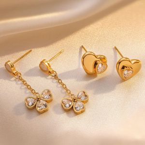 Mafisar – boucles d'oreilles à clous en acier inoxydable 316L, couleur or, en forme de cœur, pour femmes et filles, minimaliste, bijoux d'anniversaire quotidiens, cadeau