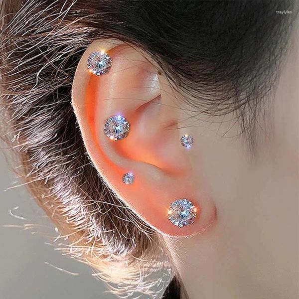 Boucles d'oreilles magnétiques pour hommes et femmes, noir et blanc, clous ronds en pierre de cristal, sans trou, bijoux Non perçants