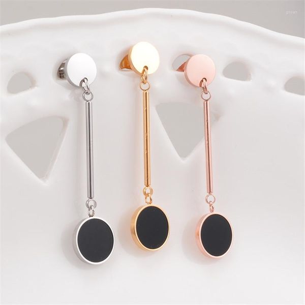 Pendientes de tuerca Martick Europa marca elegante con doble pieza redonda negra diseño Piercing para mujer joyería E174