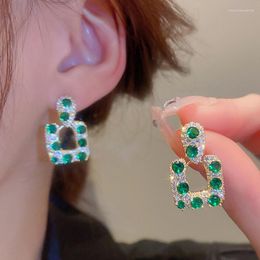 Boucles d'oreilles MASA 2023 Mode Grand Carré Vert Strass Cristal Dangle Vintage Géométrique Parti Bijoux Accessoires Pour Femmes