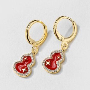 Boucles d'oreilles à tige MASA Est Style d'été mignon gourde poire forme rouge émail cerceau pour femme à la mode zircone Pary bijoux cadeau d'anniversaire