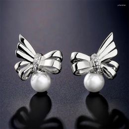 Boucles d'oreilles MASA français classique grâce noeud papillon perle Zircon de princesse breloque boucle d'oreille pour les femmes tendance Pendientes Mujer