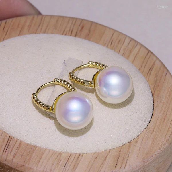 Pendientes de tuerca MeiBaPJ 10-11mm perla redonda Natural blanca moda Simple bandeja vacía joyería de boda fina para mujer