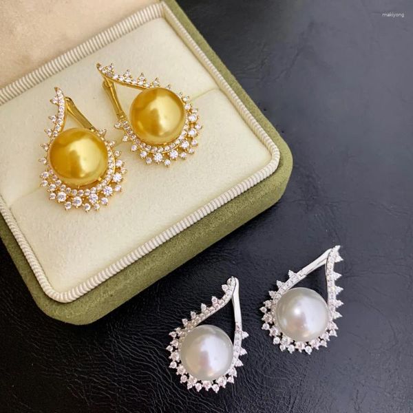 Pendientes de tuerca MeiBaPJ, perlas semiredondas naturales de 11mm, soporte de plata 925 DIY, joyería de boda con abalorio fino para mujer