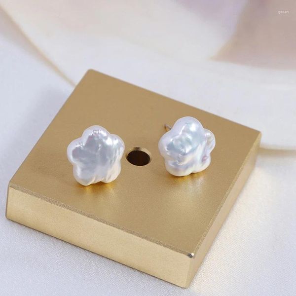 Pendientes MeiBaPJ de 13mm, perlas barrocas naturales, flor de ciruelo, Plata de Ley 925, joyería fina de boda para mujer