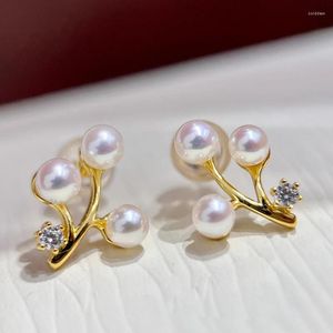 Boucles d'oreilles MeiBaPJ 4-5mm perles rondes naturelles en forme de cerise 925 en argent Sterling breloque Fine bijoux de mariage pour les femmes