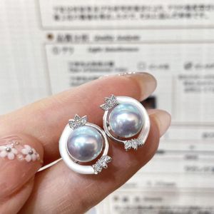 Boucles d'oreilles étalon meibapj 7-8 mm naturel rond perle fashion simple shell 925 sterling argent fin charme de mariage bijoux pour les femmes