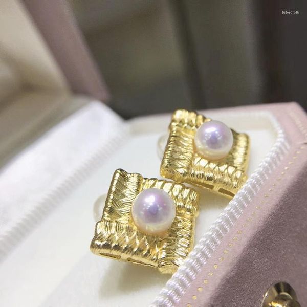 Boucles d'oreilles MeiBaPJ 925 véritable argent blanc naturel perle d'eau douce carré Fine bijoux de mariage pour les femmes