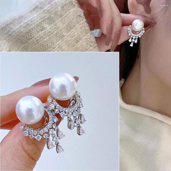 Pendientes de tachuelas Meibapj Diy Soporte vacío 11-12 mm Semiround Semiround Pearl Fashion 925 Silver Fine Wedding Welyry for Women