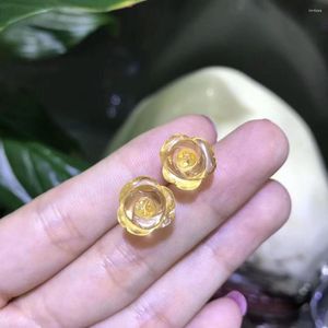 Stud -oorbellen Meibapj Natuurlijke citrien edelsteenbloem Flower Real 18K geel goud fijn charme sieraden voor vrouwen