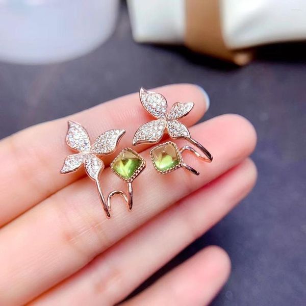 Pendientes de tuerca MeiBaPJ, peridoto Natural, piedra preciosa, mariposa, Plata 925 auténtica, piedra verde, joyería de abalorio fino para mujer