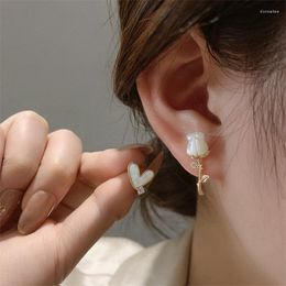 Boucles d'oreilles MENGJIQIAO 2022 coréen mignon asymétrique résine fleur pour femmes élégant coquille Zircon coeur Pendientes bijoux cadeaux