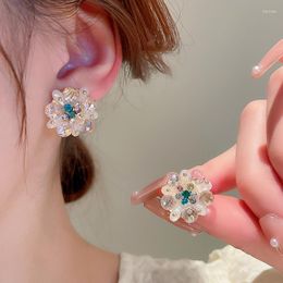Boucles d'oreilles MENGJIQIAO mode coréenne fleur de cristal pour femmes filles tempérament frais boucle d'oreille douce Brincos bijoux cadeaux