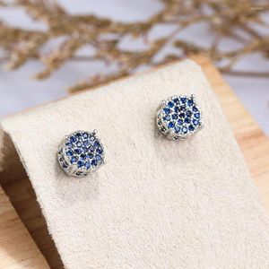 Boucles d'oreilles hommes clous d'oreille bleu vert noir rouge violet Zircon mariage pour femmes hommes cristal Hip Hop fête bijoux CZ