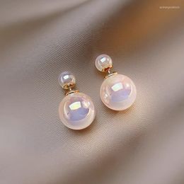 Boucles d'oreilles sirène perle pour femmes bijoux mignon Double côtés grosses perles boule élégante boucle d'oreille cadeaux d'anniversaire
