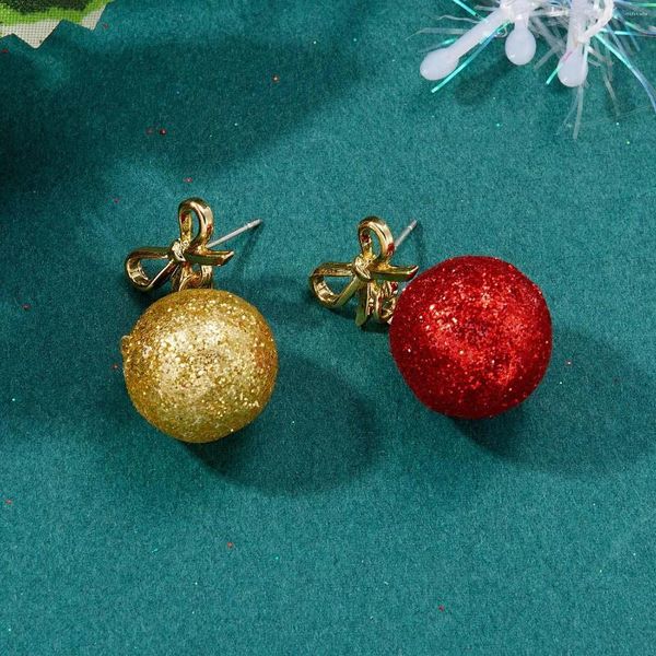 Boucles d'oreilles joyeux noël, boule ronde verte et rouge pour femmes, paillettes, flocons de neige, étoiles, pendantes, bijoux de Festival de l'année