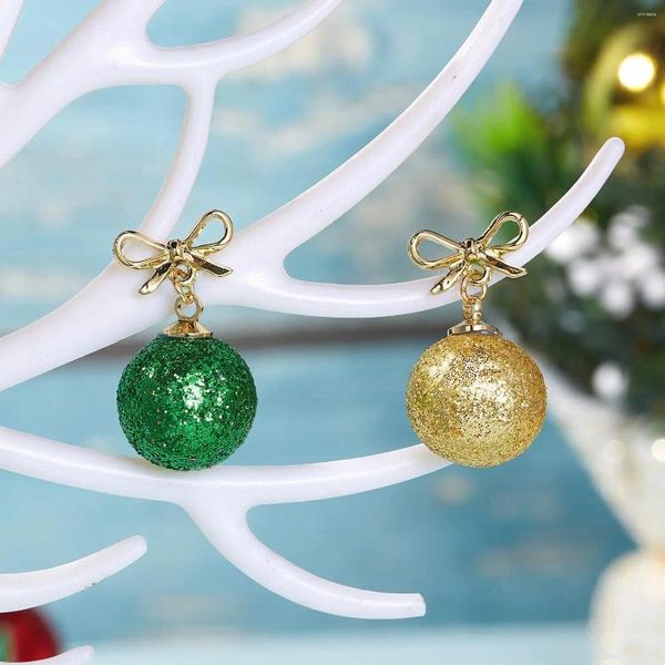 Boucles d'oreilles joyeux Noël vert rouge boule ronde pour femmes paillettes ampoule flocon de neige étoiles balancent boucle d'oreille année Festival bijoux