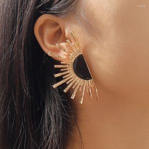 Boucles d'oreilles en métal porcelaine glaçure huile de tournesol goutte fleurs pendentifs pour femmes bijoux rétro géométrique exagéré boucle d'oreille