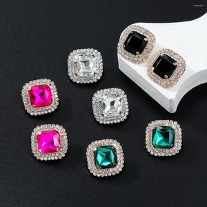 Stud -oorbellen Metaal Rhinestones Square Geometric For Women Simple Trend Design sieraden feestaccessoires