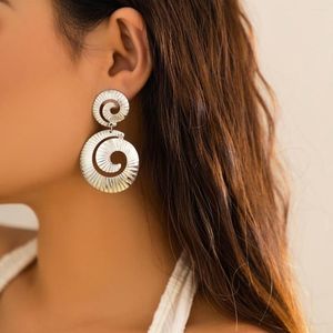 Boucles d'oreilles en métal épissage vent rayure spirale forme pour fille personnalité exagérée conque symbole bijoux tribaux