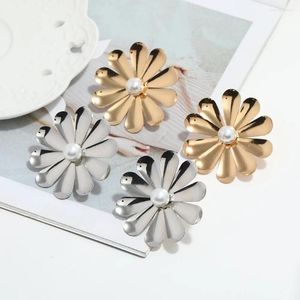Boucles d'oreilles metal monnaie de tournesol de style industriel dames fleuris