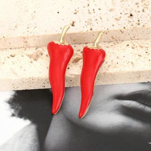 Stud -oorbellen Metallic Red Dripping Pepper Plant Vegetable Banquet Sieraden Accessoires voor dames