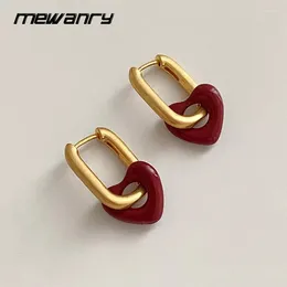 Boucles d'oreilles mewanry empêcher les allergies rouges coeurs pour femmes vintage simples fashion géométrique d'anniversaire bijoux de bijoux en gros