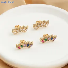 Boucles d'oreilles MHS.SUN, pétales de couleur chromatique, Zircon cubique pour femmes et filles, plaqué or, bijoux classiques de fête de Banquet, cadeau