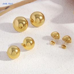 Stud -oorbellen mhs.sun eenvoudige ronde roestvrijstalen halfronde geometrische vergulde klassieke sieradengeschenken voor vrouwelijke meisjes