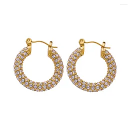 Boucles d'oreilles en Zircon cubique pour femmes, Micro pavé, mode rétro, cercle de luxe, en acier inoxydable, bijoux colorés CZ