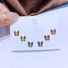 Örhängen MIGGA Design 3 par/set Cubic Zirconia Butterfly För Kvinnor Flickor Kristallsmycken