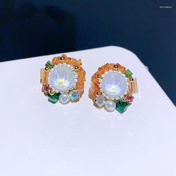 Pendientes de tuerca MIGGA hechos a mano, cristal austriaco mezclado redondo para mujer, diseño Original, joyería de fiesta de lujo