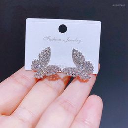 Stud -oorbellen migga luxe kubieke zirkoon vlinder voor vrouwen platina vergulde feestgift sieraden