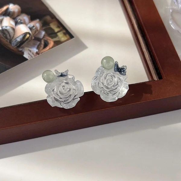 Boucles d'oreilles Minar fantaisie résine transparente acrylique fleur couleur bleue papillon déclaration boucle d'oreille pour femmes fille bijoux de fête