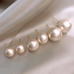 Boucles d'oreilles Minar Français12 mm 16 mm 20 mm Rose Imitation Perle Ball pour femmes Femme Coton Pearls Stating Cadeaux d'oreille