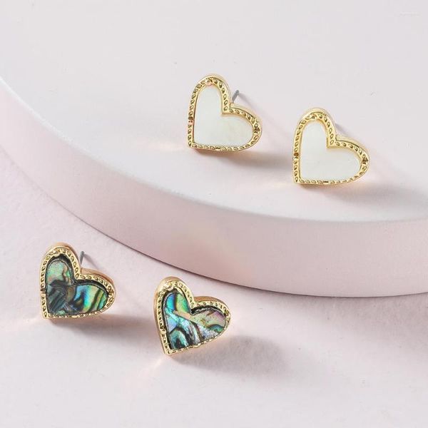 Pendientes de tuerca Mini corazón de concha de abulón para mujer regalos de San Valentín pendientes de estrella pequeña joyería al por mayor