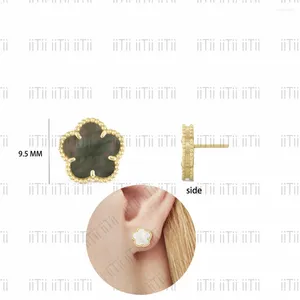 Boucles d'oreilles Mini trèfle à quatre feuilles de haute qualité, nacre, marque de mode pour femmes, pierres précieuses naturelles, bijoux de luxe, cadeaux