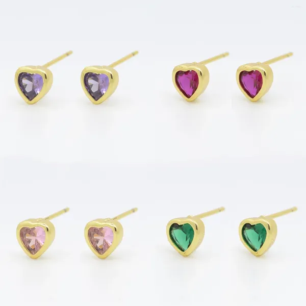 Pendientes de tuerca Mini corazón pequeño para mujer, joyería coreana para Piercing en la oreja, incrustaciones de cristal cúbico brillante, aros ligeros