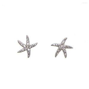 Boucles d'oreilles à tige Minimal Délicat Bijoux en argent Sea Star Boucle d'oreille 925 Sterling Elegance Tiny Cz Pavé Dainty Cute Girl Gift