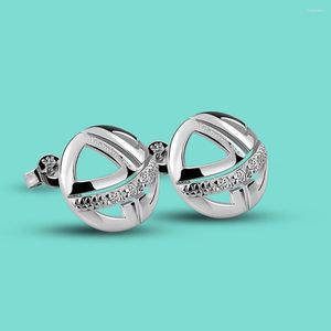 Boucles d'oreilles STAD MINIMALIST 925 STERLING Silver Round Studs Set Femmes Row Full Delalicate Zircon Huggie Clip Pendenentes Bijoux Graduation