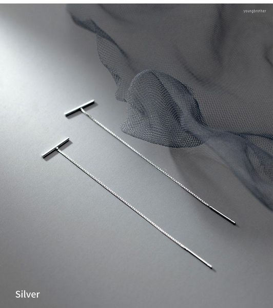 Boucles D'oreilles Minimaliste En Argent Sterling 925 Sweet Stick Boîte Chaîne Boucle D'oreille Liée Pour Les Femmes Creative Mode Bijoux Pendientes DB1188