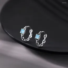 Stud -oorbellen Minimalistische mode kleine blauwe suiker zirkoon studs luxe kristallen vierkante cirkel oorbel voor vrouwen bruids bruiloft sieraden