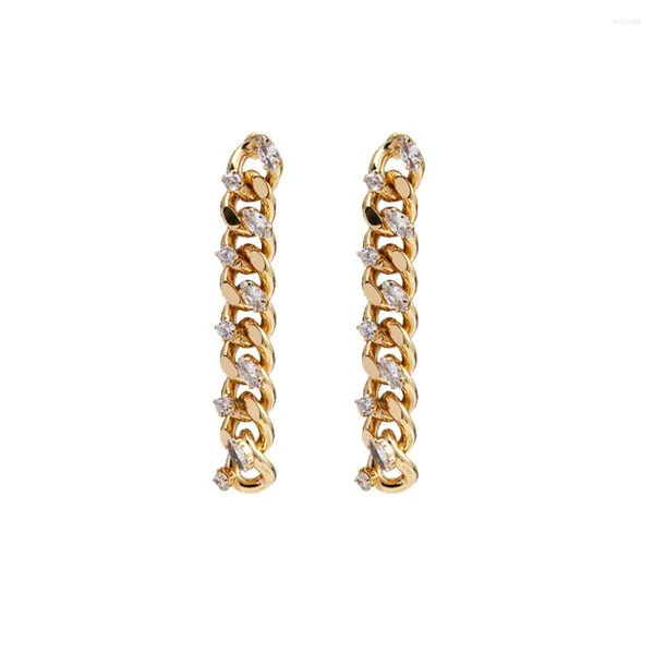 Boucles d'oreilles minimalistes couleur or argent, longue chaîne en zircone, goutte d'eau pour femmes, bijoux de personnalité, cadeau