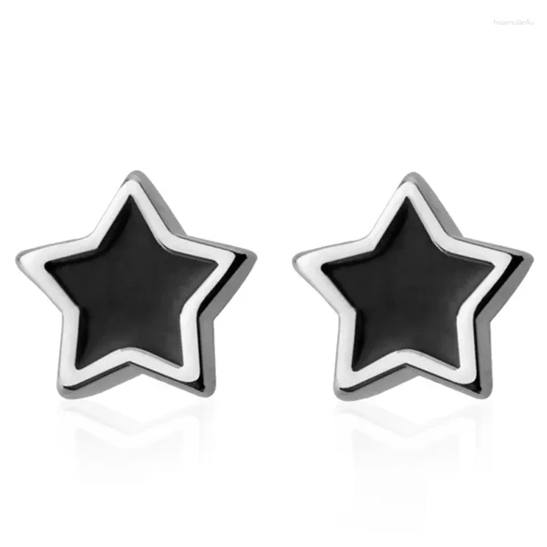 Pendientes de tuerca con forma de estrella minimalista para mujer, de Plata de Ley 925, con cierre de rosca, Color negro pequeño, regalos femeninos, joyería