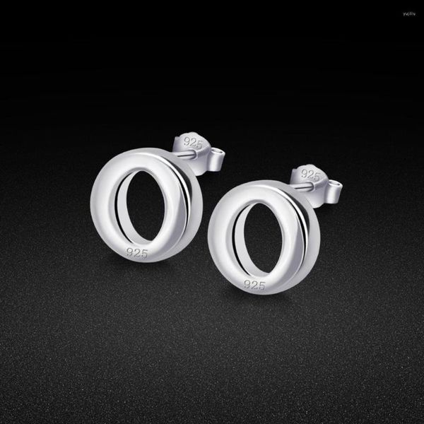 Boucles d'oreilles étalon minimalistes 925 femmes en argent sterling personnalité Fashion Géométrique Round Bijoux d'anniversaire GIF
