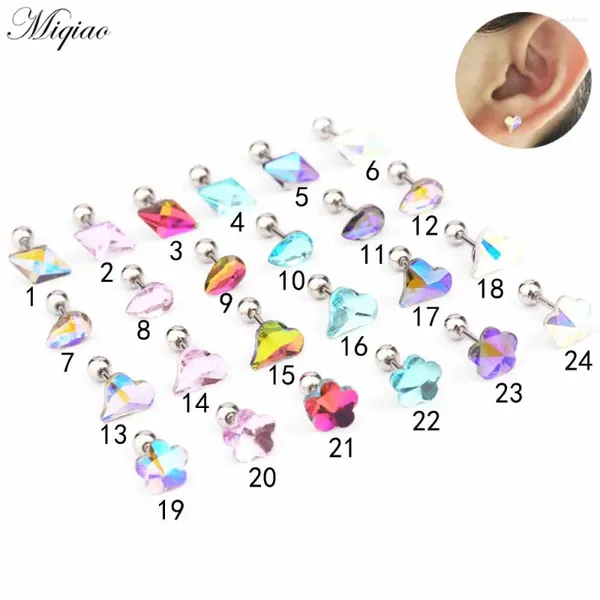 Boucles d'oreilles MIQIAO 2PCS vendant des ongles d'oreille à canne à fleur en forme de zircon multicolore