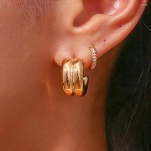 Boucles d'oreilles Miranda minimaliste, or argent, Double couleur, acier inoxydable, breloque épaisse, sans ternissement, tempérament à la mode