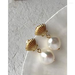 Boucles d'oreilles à tige MLKENLY 925 en argent Sterling INS Simple personnalité de la mode coquille naturelle perle femme bijoux élégants